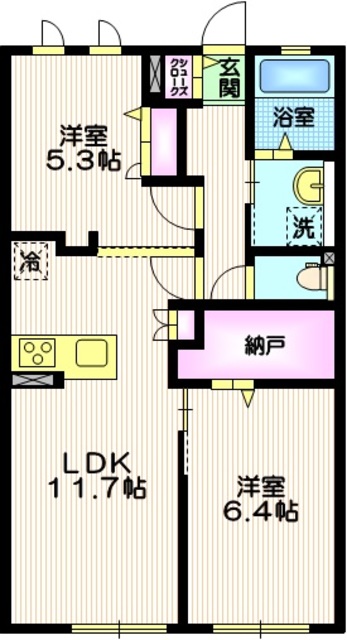 鎌倉市山ノ内のアパートの間取り