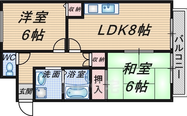 豊中市上津島のアパートの間取り