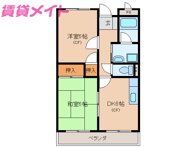 度会郡玉城町佐田のアパートの間取り