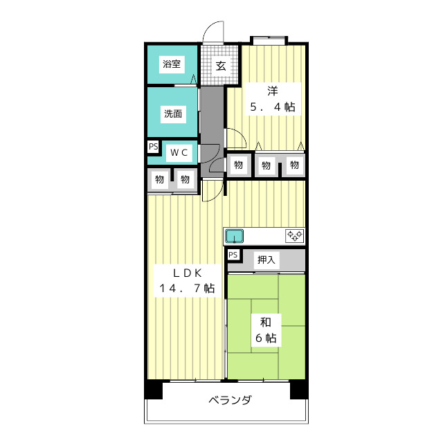 アーバンラフレ虹ヶ丘南６号棟の間取り