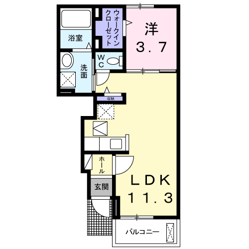 防府市三田尻のマンションの間取り