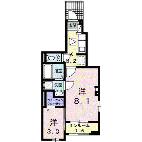 北九州市戸畑区中原西のアパートの間取り