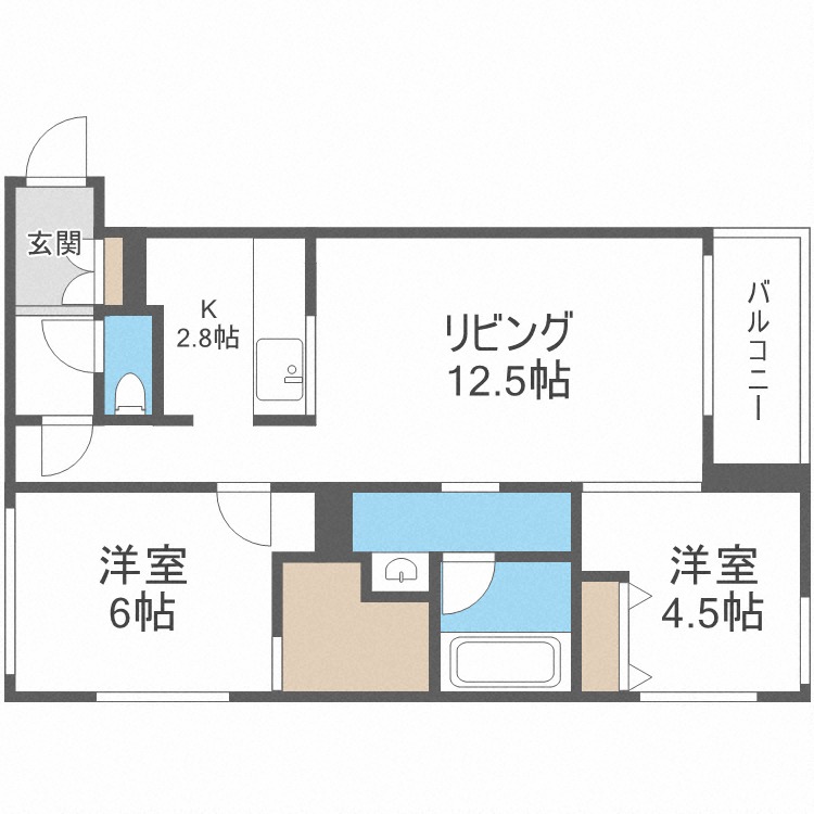 エフュート北１９条の間取り