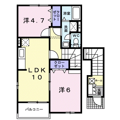 [家電付き] ロッソコルサBの間取り