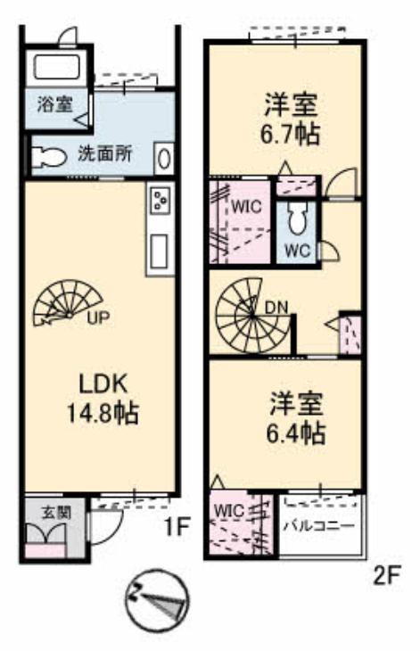 広島市佐伯区石内東のアパートの間取り