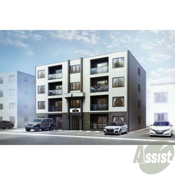 建物外観　外観予想パース　札幌市白石区本郷「仮）グランメール本郷通１」