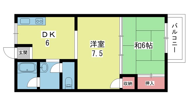 阪急宝塚線 岡町駅 徒歩28分 2階建 築50年の間取り写真