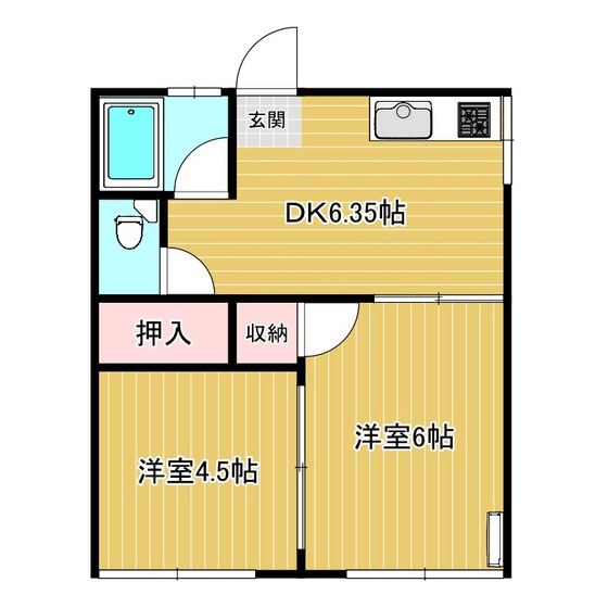 郡山市桑野のアパートの間取り