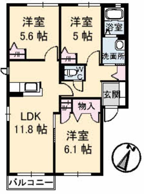 シャーメゾンナカヤ　Ａ棟の間取り