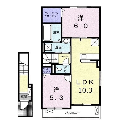 西予市宇和町坂戸のアパートの間取り