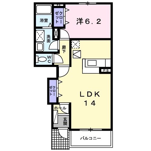 広島県福山市水呑町（アパート）の賃貸物件の間取り