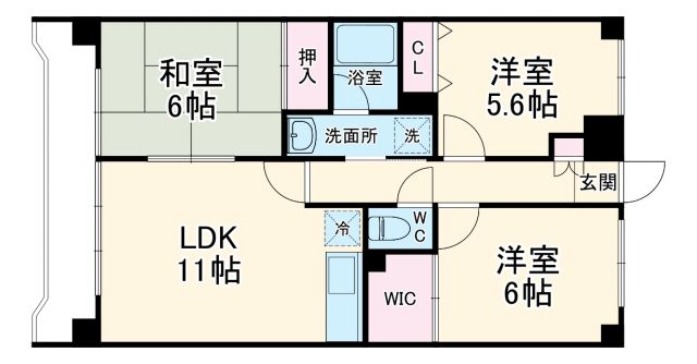 さいたま市岩槻区東岩槻のマンションの間取り