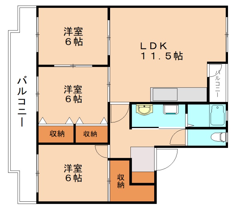 【北九州市小倉南区企救丘のマンションの間取り】