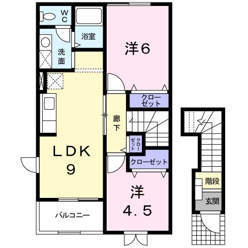 八戸市大字河原木のアパートの間取り