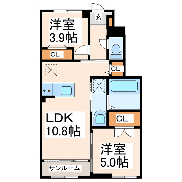 熊本市西区松尾のアパートの間取り