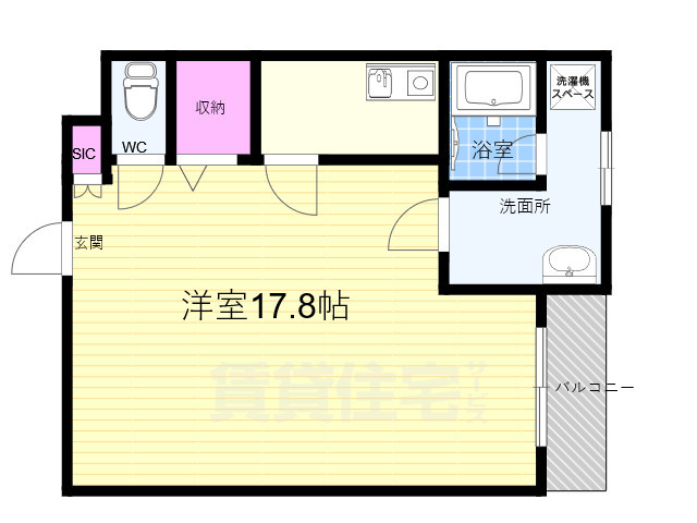 京都市南区吉祥院内河原町のマンションの間取り