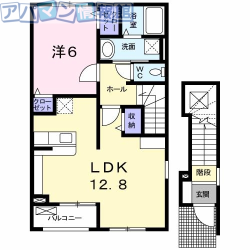 新潟市江南区砂岡のアパートの間取り