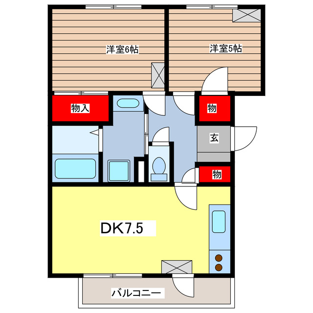 さくら市卯の里のマンションの間取り