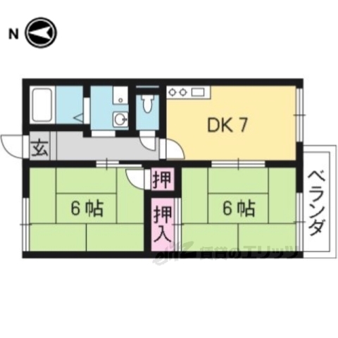 大津市比叡辻のアパートの間取り