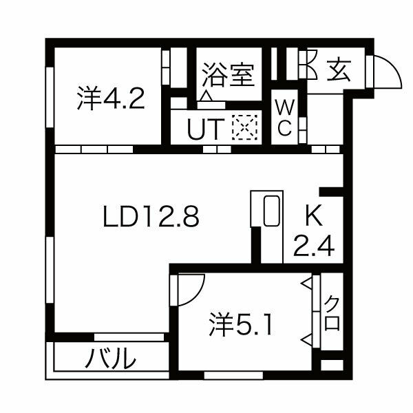 札幌市北区北三十七条西のマンションの間取り