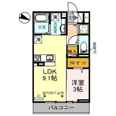 【鯖江市東鯖江のアパートの間取り】