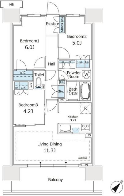 ＳＨＩＮＴＯ　ＣＩＴＹ　III街区　Ｈ棟の間取り