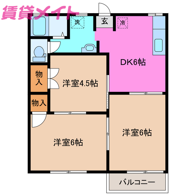 四日市市大矢知町のアパートの間取り