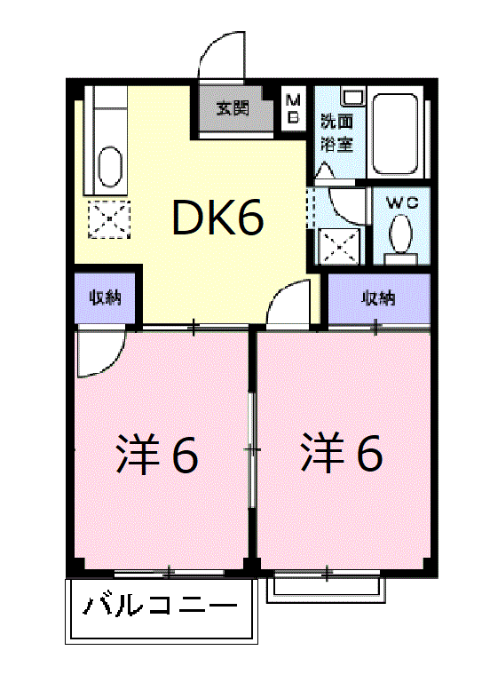 高梁市落合町阿部のアパートの間取り