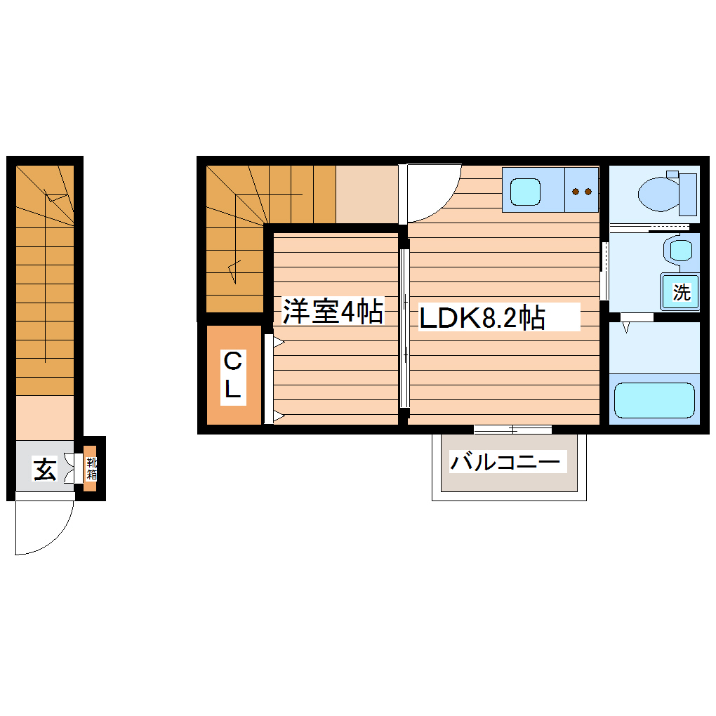 仙台市宮城野区福田町のアパートの間取り