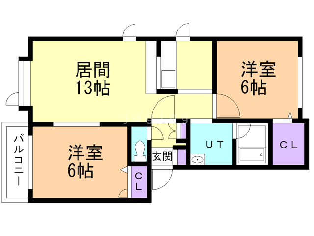 札幌市東区北四十五条東のアパートの間取り