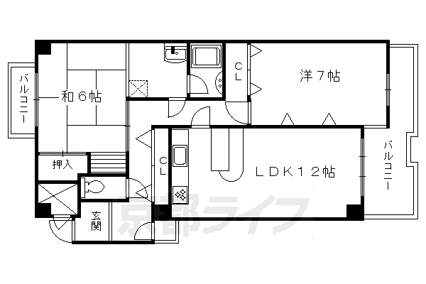 京都市上京区亀屋町のマンションの間取り