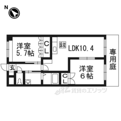 南丹市園部町小山東町のマンションの間取り