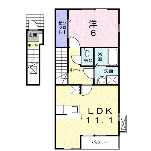 四日市市笹川のアパートの間取り