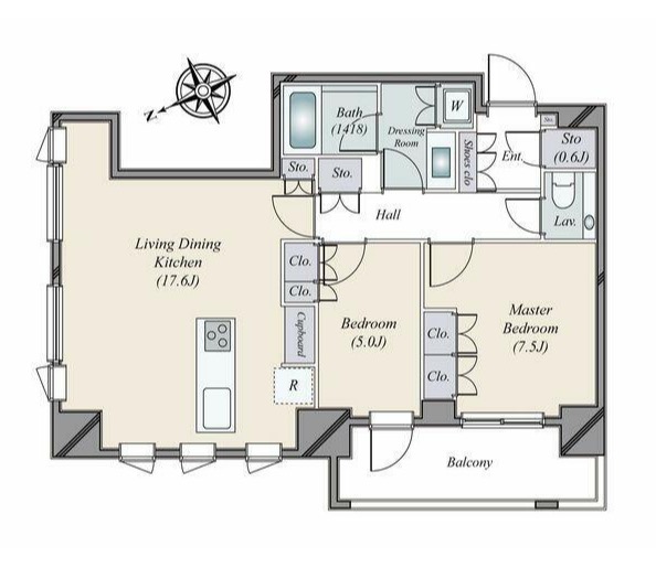 港区六本木のマンションの間取り