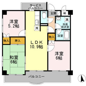 東海市高横須賀町のマンションの間取り