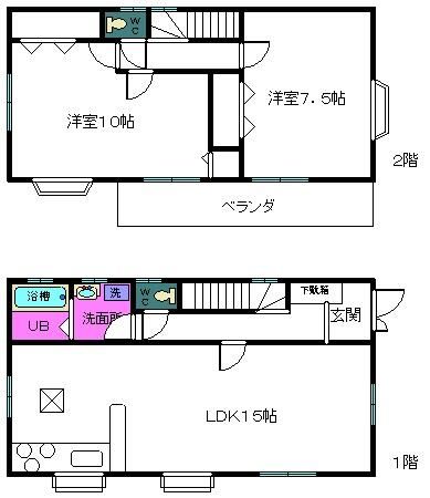 【下九沢貸家の間取り】