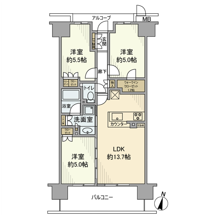 大阪市城東区今福東のマンションの間取り