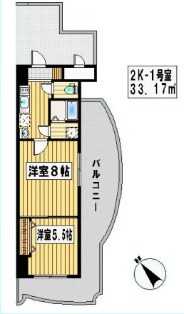 地下鉄七隈線 渡辺通駅 徒歩6分 15階建 築21年の間取り写真