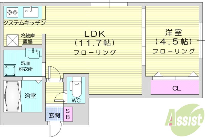 地下鉄東西線 琴似駅 徒歩5分 4階建 築6年の間取り写真