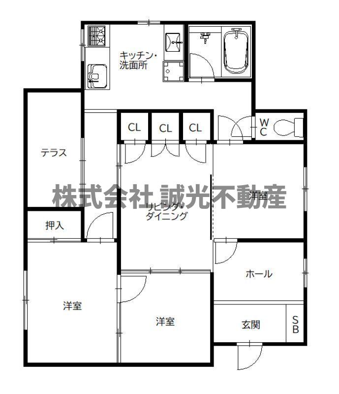 ＪＲ鹿児島本線 竹下駅 徒歩7分 1階建 築64年の間取り写真
