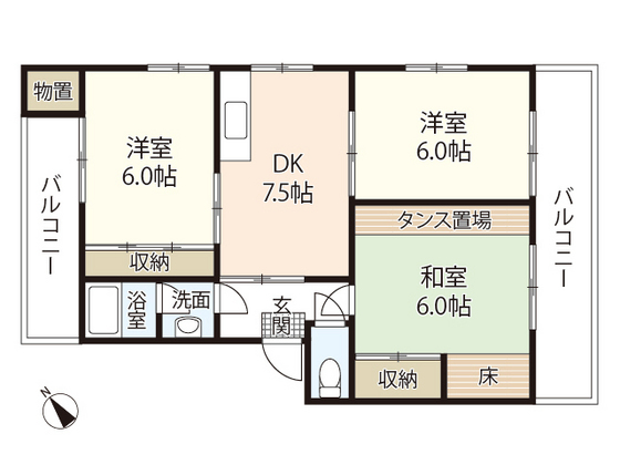 広島市西区己斐西町のマンションの間取り