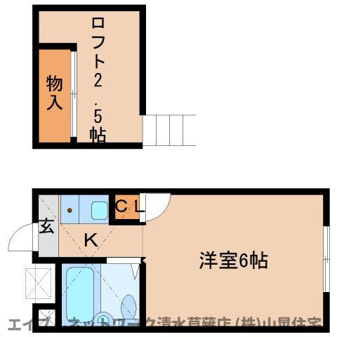 静岡市清水区草薙のアパートの間取り