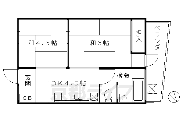 京都市伏見区向島津田町のマンションの間取り