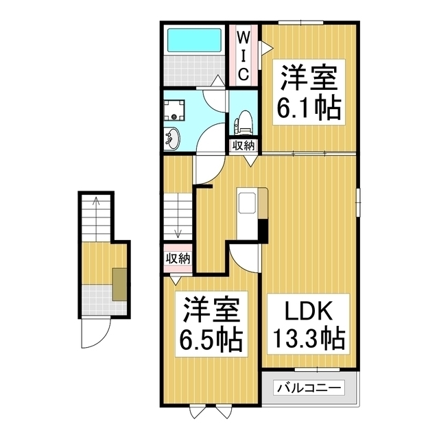 上伊那郡箕輪町大字中箕輪のアパートの間取り