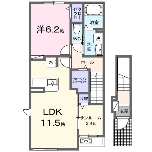 小牧市大字間々原新田のアパートの間取り