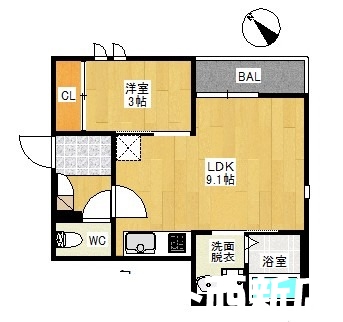 福岡市西区福重のアパートの間取り