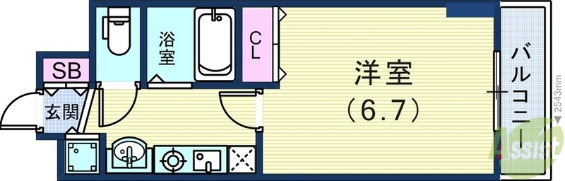 神戸市中央区筒井町のマンションの間取り