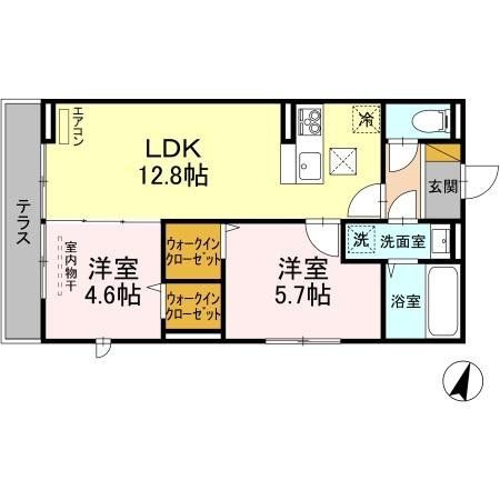 守谷市ひがし野のアパートの間取り