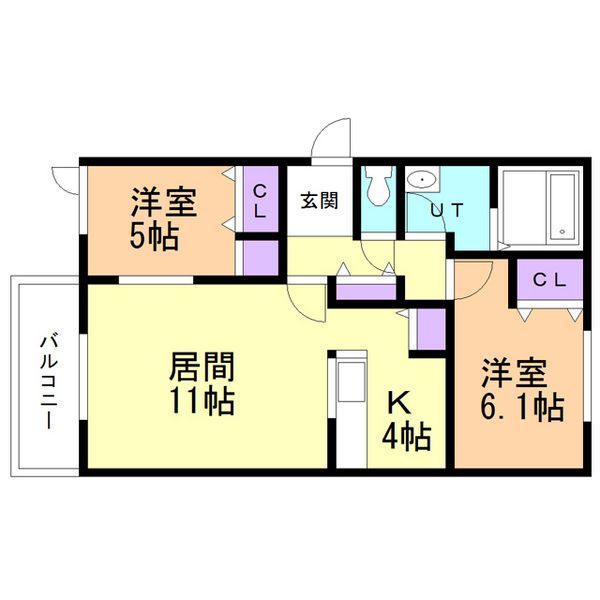 札幌市東区北四十二条東のアパートの間取り