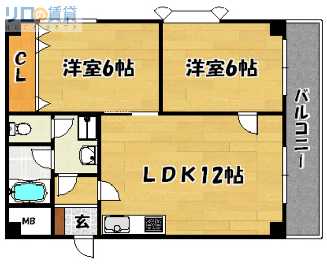 大阪市東淀川区小松のマンションの間取り